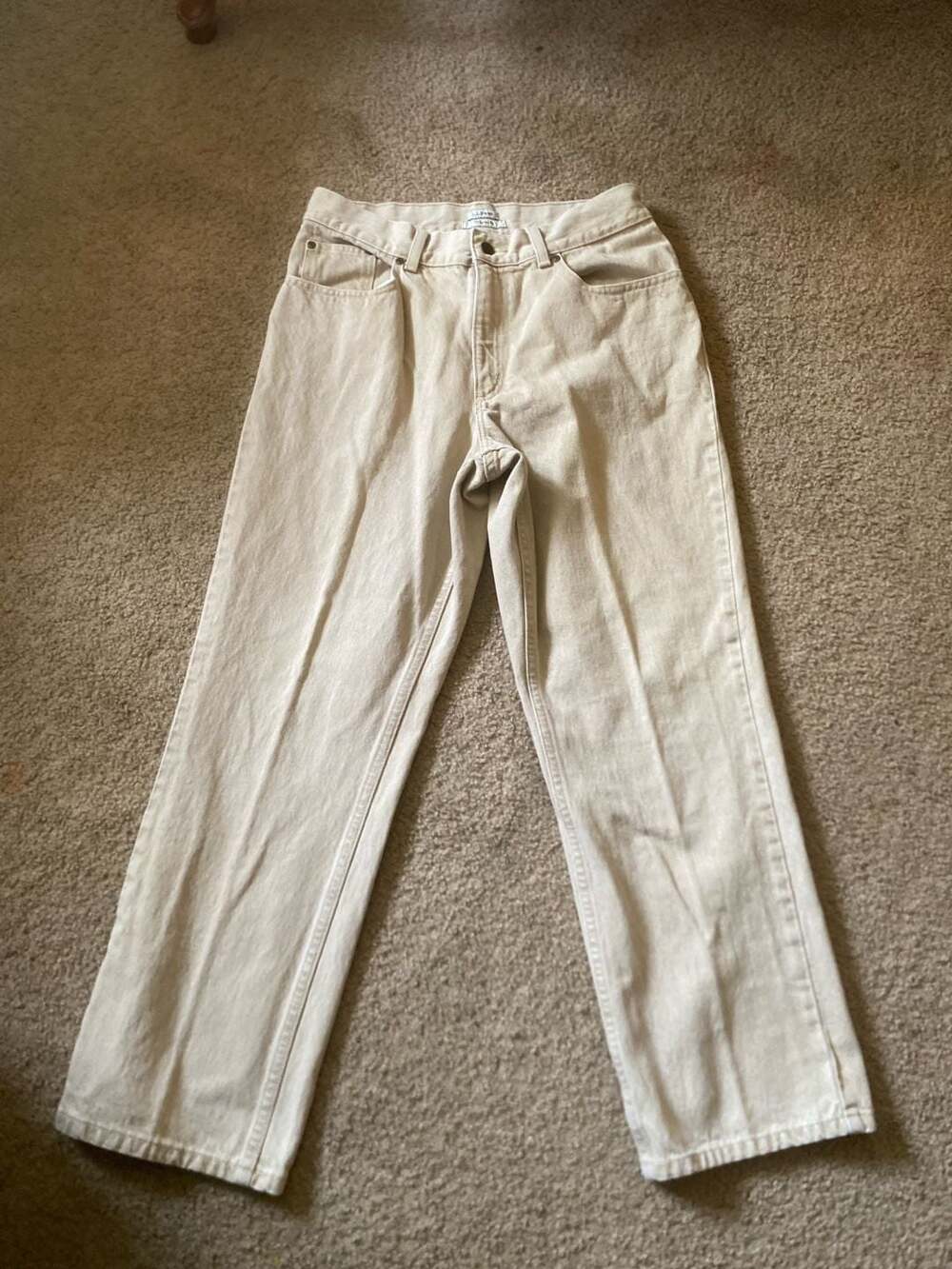 L.L.Bean Original Fit Jeans Size 10 Petite Beige Denim